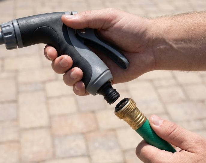Step 1 — attach Jetterix to garden hose