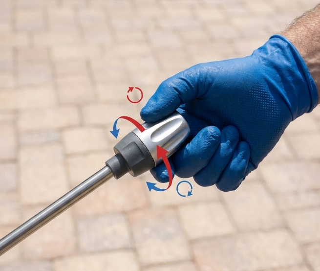 Step 2 — select spray mode on Jetterix nozzle