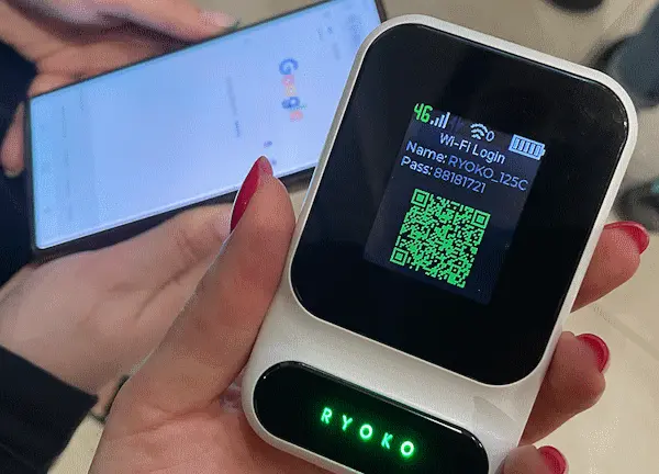 Step 1 — power on Ryoko Pro portable WiFi