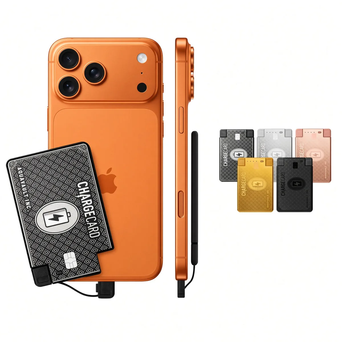 ChargeCard ultra-thin portable charger plugged into a smartphone