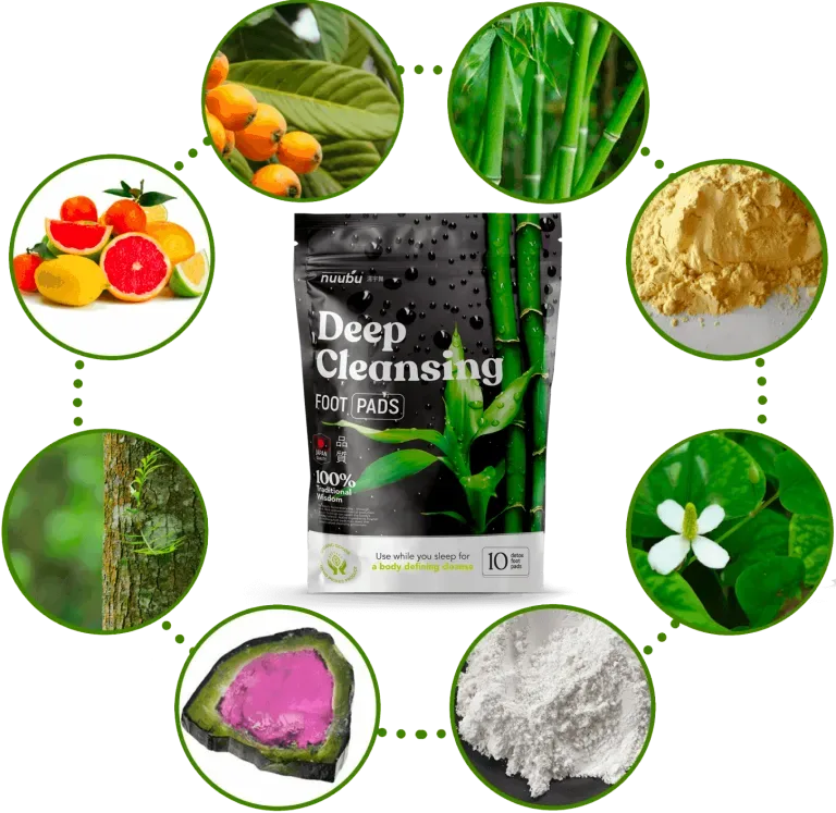 Nuubu herbal foot pad ingredients around the Deep Cleansing pouch